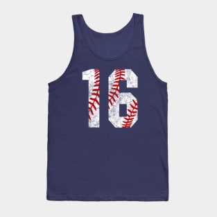 Vintage #16 Baseball Laces Baseball Mom Jersey Love Baseball T-shirt Tank Top